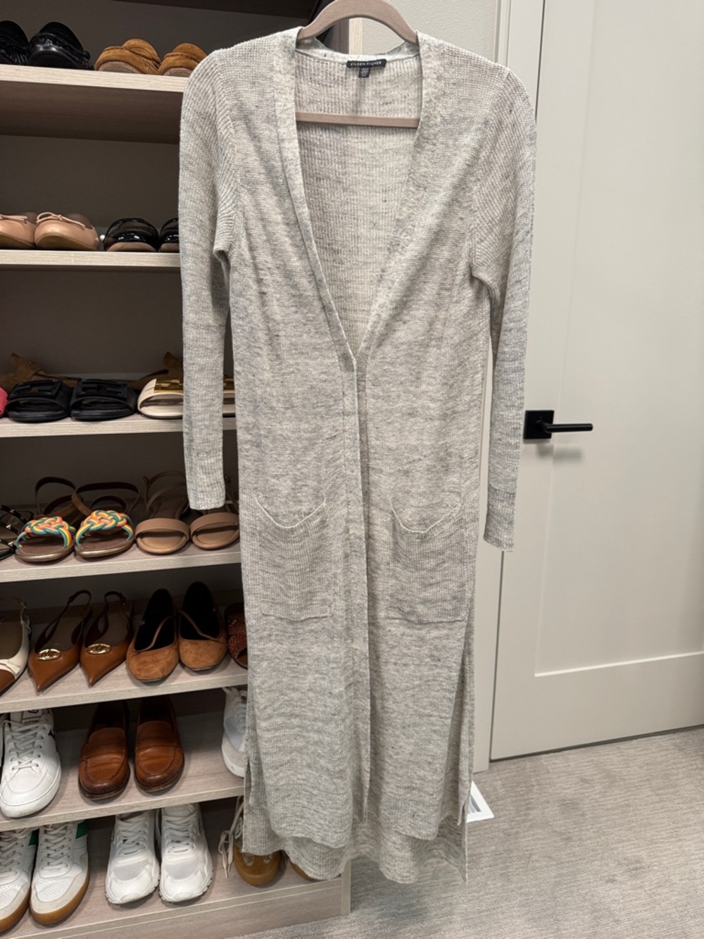 Eileen Fisher Organic Linen Ribbed Duster Cardigan Size Small